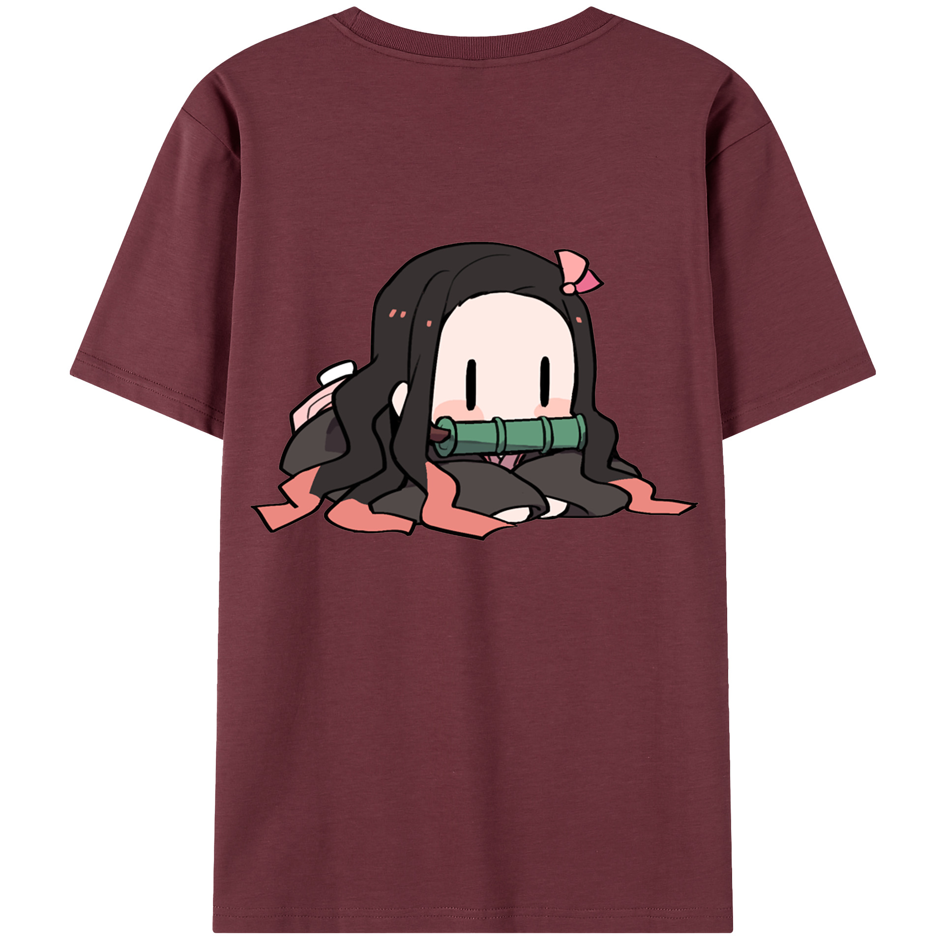 （画像用） 鬼滅の刃（きめつのやいば）竈門 禰󠄀豆子／かまど ねずこ Kamado Nezuko 綿100％半袖Tシャツ（背面プリント）